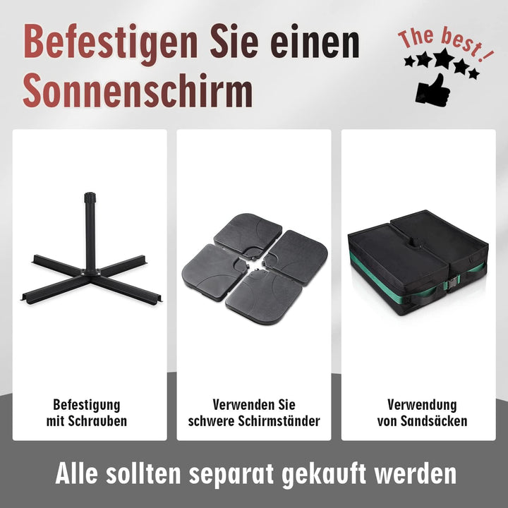 Sekey® 220 × 400 cm Doppelsonnenschirm mit kurbel| Gross Sonnenschirm Marktschirm für Terrasse,Balko
