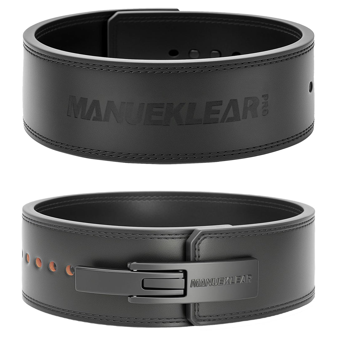 MANUEKLEAR Powerlifting Gewichthebergürtel Herren damen, 10mm dick Leder Lever Lifting Belt, Gym Gür