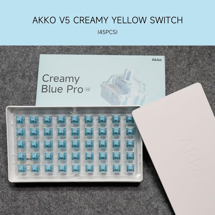 Akko V3 Pro Creme blaue Schalter für mechanische Tastatur, taktile Schalter, 5 Pin 45gf, RGB LED Slo
