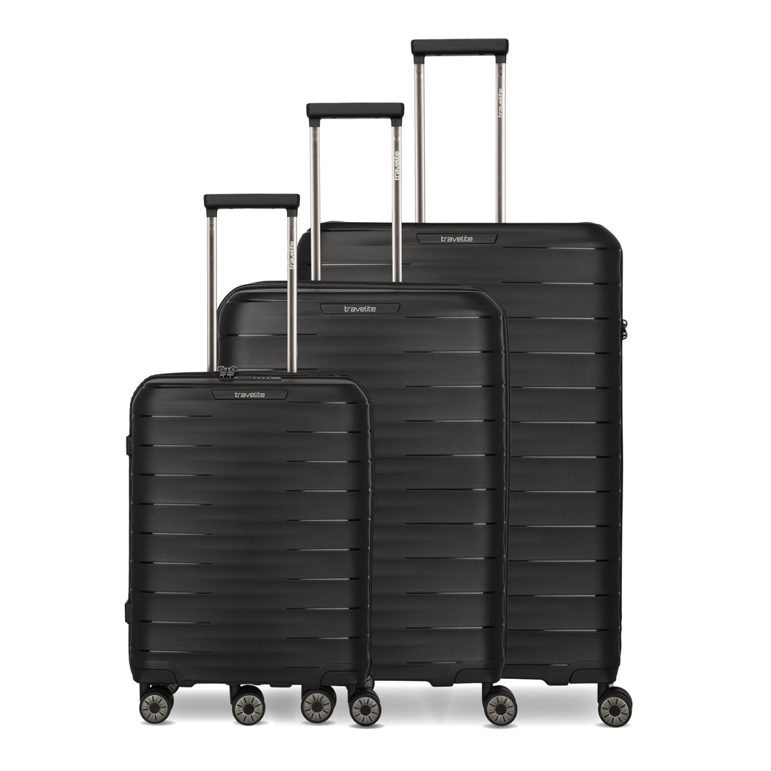 Travelite Koffer Set 3-teilig, MOOBY S/M/L, Kratzfeste Hartschale, mit recyceltem Material 55/66/77