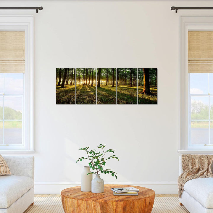Runa Art Bild Wald Landschaft Wandbilder auf Vlies Leinwand 5 Teilig Wanddekoration Schlafzimmer Woh