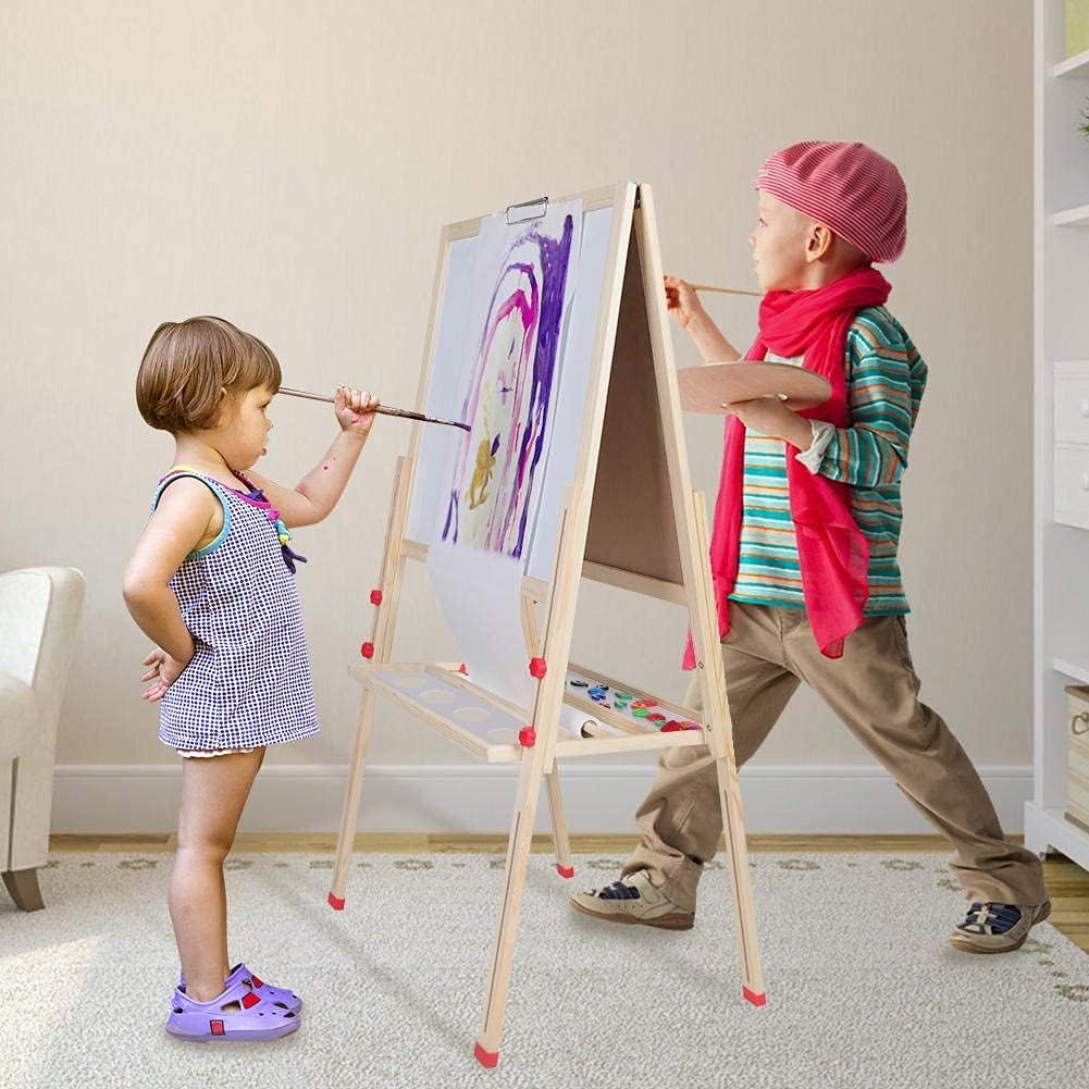 Wakects Multiaktivität Holztafel, 3 in 1 Magnetische Kindertafel mit Ständer, für Kinder mit Zubehör