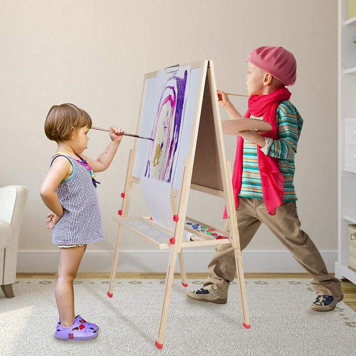 Wakects Multiaktivität Holztafel, 3 in 1 Magnetische Kindertafel mit Ständer, für Kinder mit Zubehör