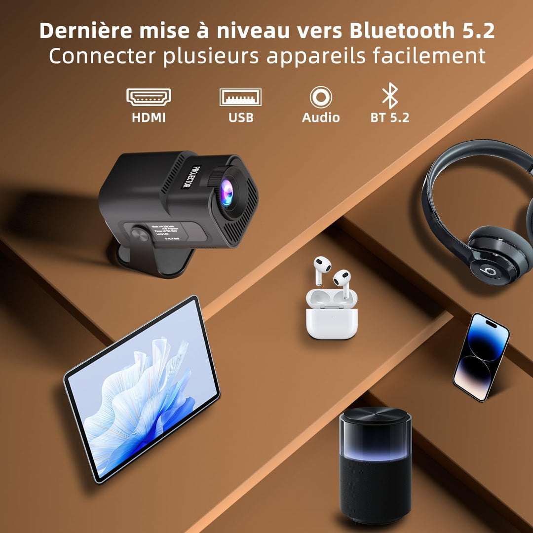 ZDSSY Mini Beamer 4k 1080P Unterstützt Klein Projektor Portable mit WiFi 6 BT 5.4,Tragbarer Video Sm