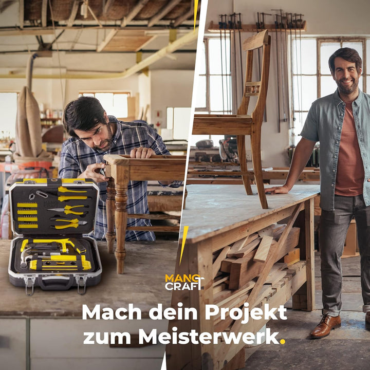 Werkzeugkoffer gefüllt, Premium All-in-One handlicher und rutschfester Werkzeugkasten 100-teilig [fü