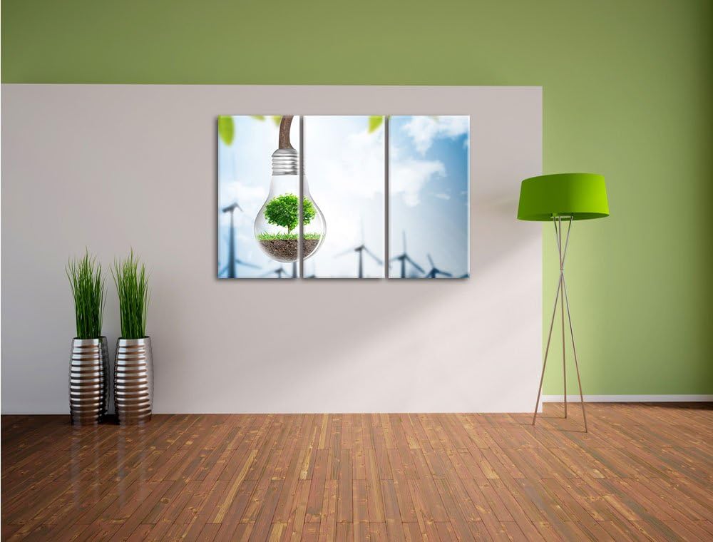 Pixxprint Light Bulb Alternative Energy Concept 3-Teiler Leinwandbild 120x80 Bild auf Leinwand