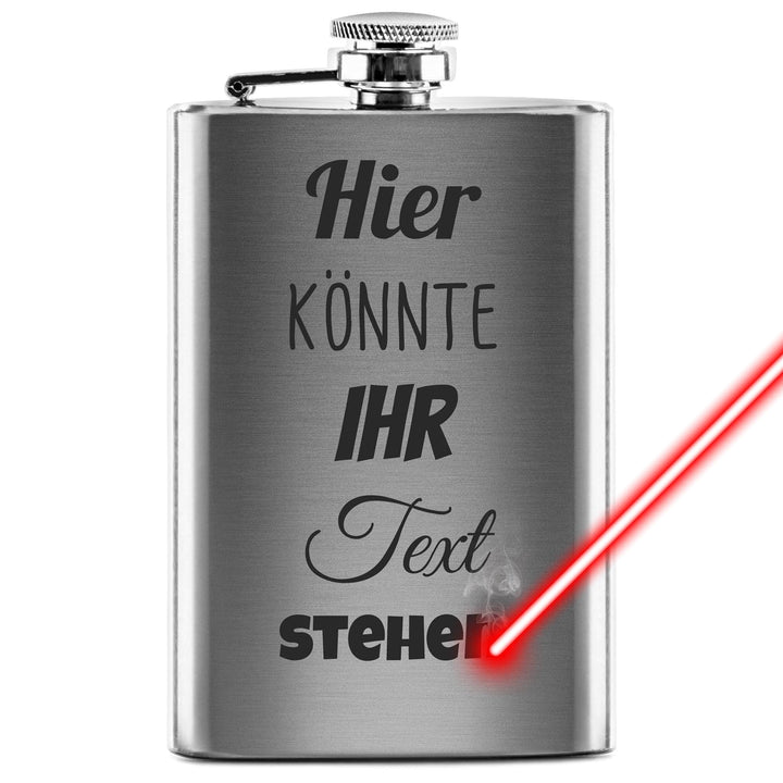 Flachmann aus Edelstahl mit Gravur selbst gestalten - mit Wunschtext gravieren - Geschenkidee für Fr