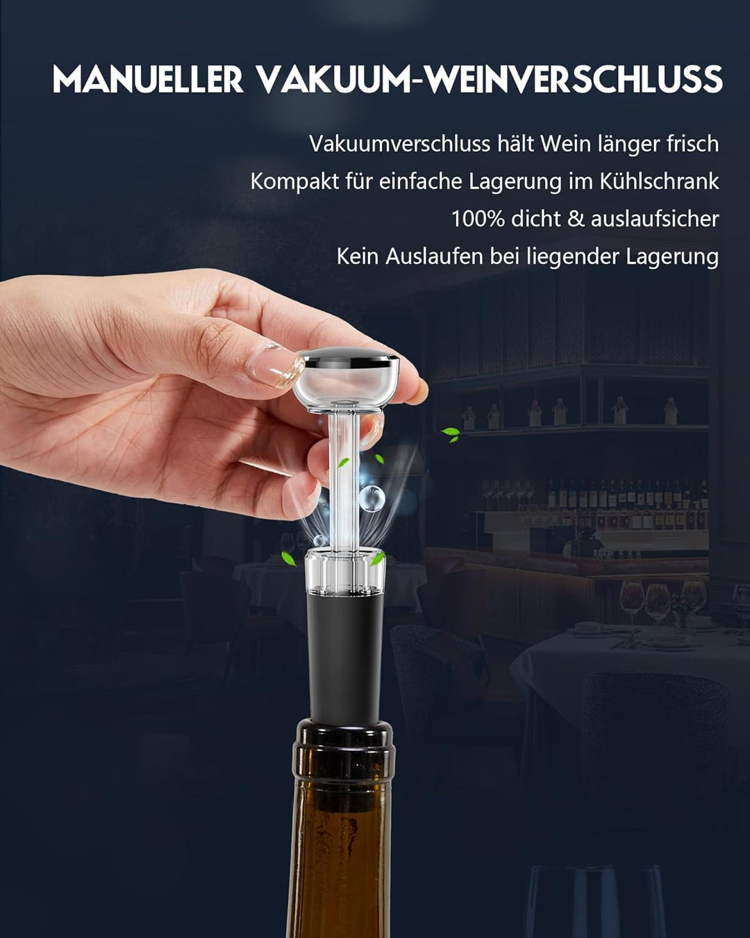 Elektrischer Weinöffner Rechargeable Set mit Standfuss – Elektrischer Korkenzieher USB-C mit Vakuum-