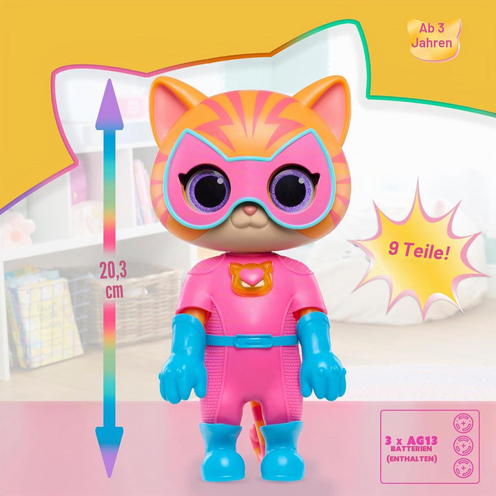 Disney Junior SuperKitties, 20 cm grosse katzenstark verwandelbare Ginny, 9-teilig, Kinderspielzeug