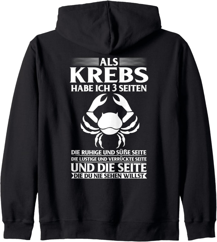 Sternzeichen Krebs 3 Seiten Geburtstag Kapuzenjacke