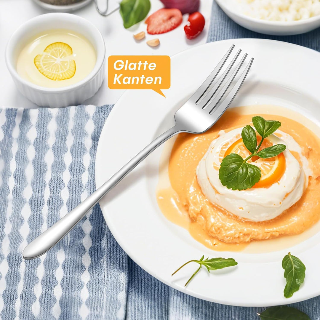HONKKU Besteck Set, 60 Teilig Edelstahl Besteckset für 12 Personen, Essbesteck Set mit Abendessen Me