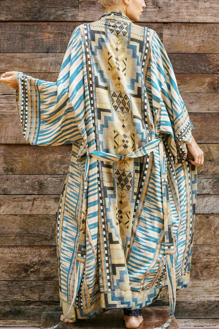 YouKD Böhmische Kimono-Langarm-Strickjacke Strand Badeanzug vertuschen Maxikleid für Frauen