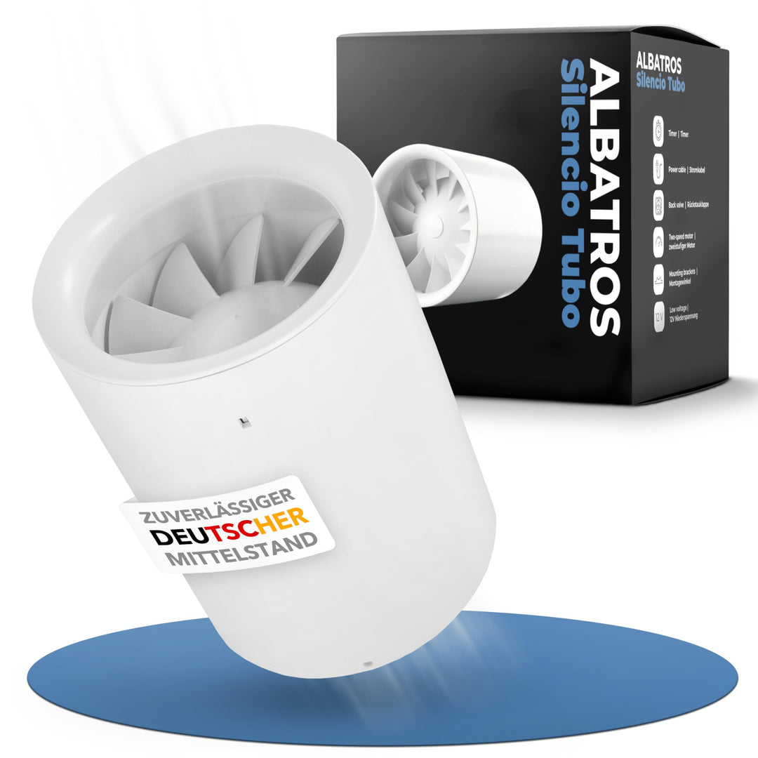 Albatros Rohrventilator 125mm Silencio Tubo - Extra Leise und Leistungsstark - Innovativer Rohr-Lüft