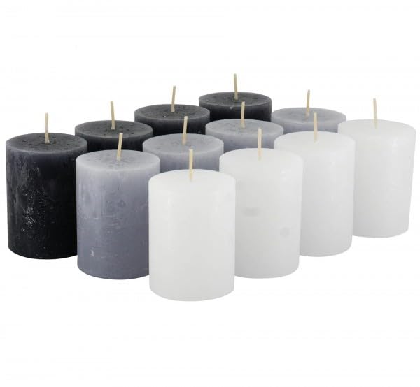Rustikale Stumpenkerzen – 12 Stück - Wachskerzen/Rustickerzen/Adventskerzen Weihnachten (Midnight Co