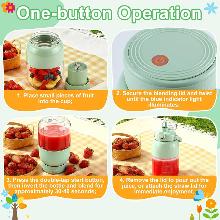 800ml Tragbarer Mixer, Elektrischer Zitruspresse & Smoothie Maker To Go, Frischer Saft Mixer Bottle,