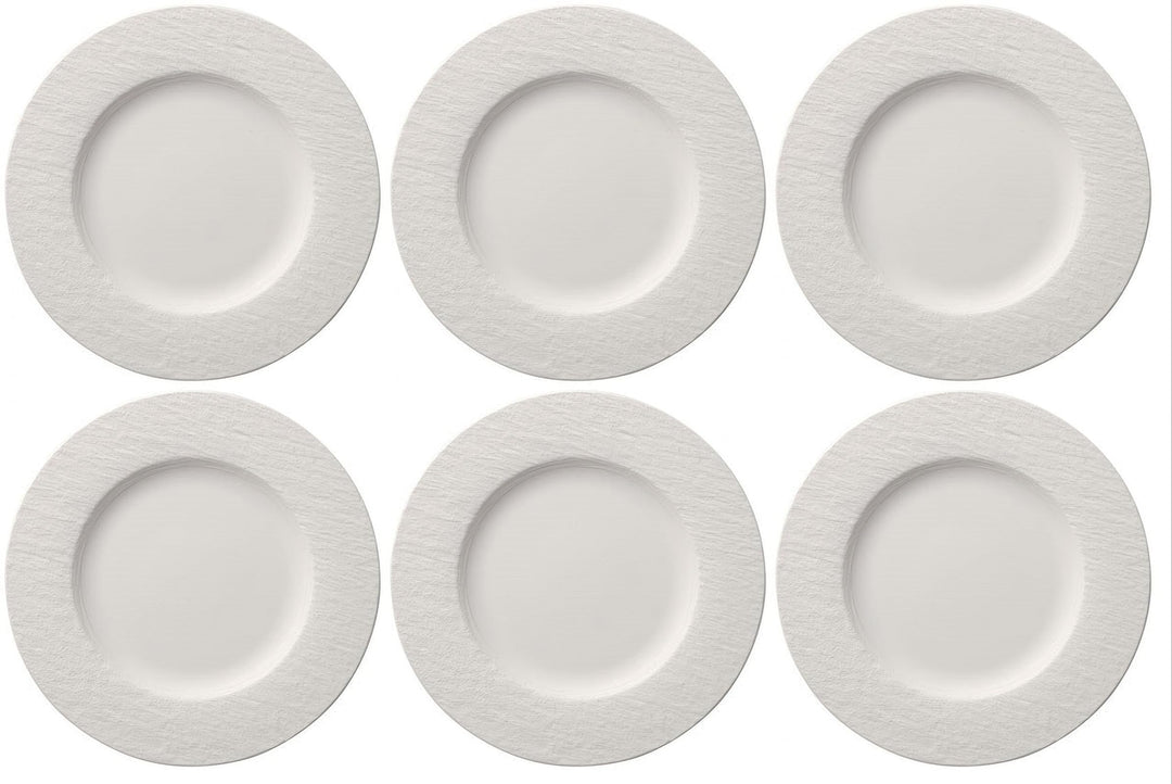 Villeroy&Boch Manufacture Rock Blanc Teller-Set 6-teilig aus Premium Porzellan in der Farbe Weiss, M