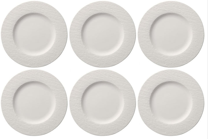 Villeroy&Boch Manufacture Rock Blanc Teller-Set 6-teilig aus Premium Porzellan in der Farbe Weiss, M