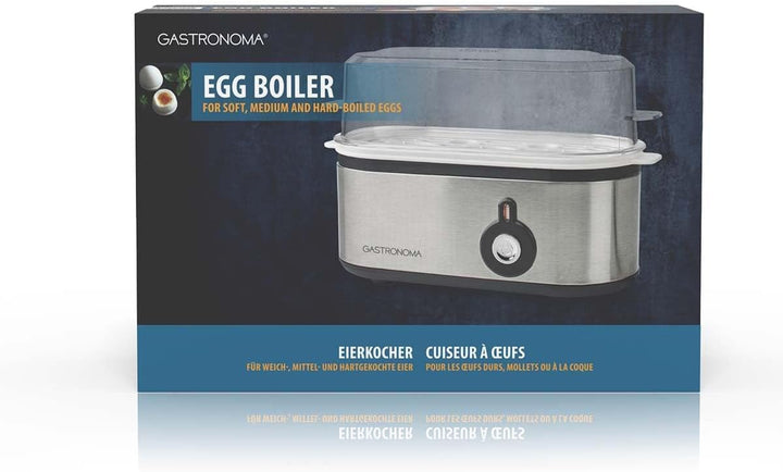 Gastronoma Eierkocher - Eierkocher 3 Eier - Egg Cooker mit Timer - Edelstahl - Silber Schwarz / Edel