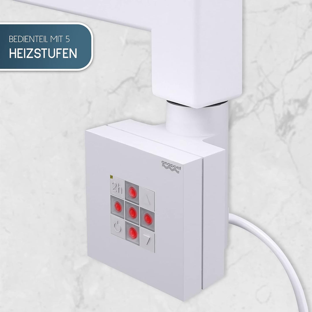 anapont elektrischer Designbadheizkörper - weiss - Timer-Funktion - Handtuchheizkörper - Badheizung