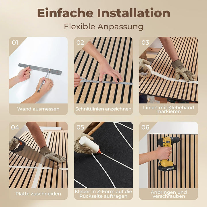 Akustikpaneele 120 x 60 x 2,1 cm, Ohuhu 2 Stück Schallschutzplatten in Holzoptik, Modernes Wandpanee