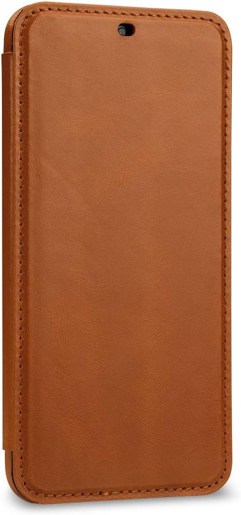 STILGUT Book Type Lederhülle kompatibel mit Huawei Honor 10. Seitlich klappbares Flip-Case aus Echtl