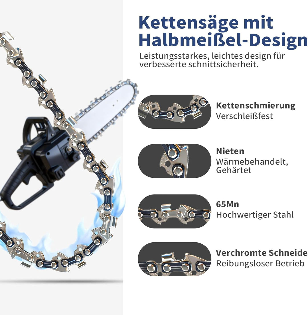 3er-Pack Sägekette 35cm (14 in) 3/8" LP 1.1mm 52 TG Kettensäge Kette für Elektro, Sägekette Kompatib