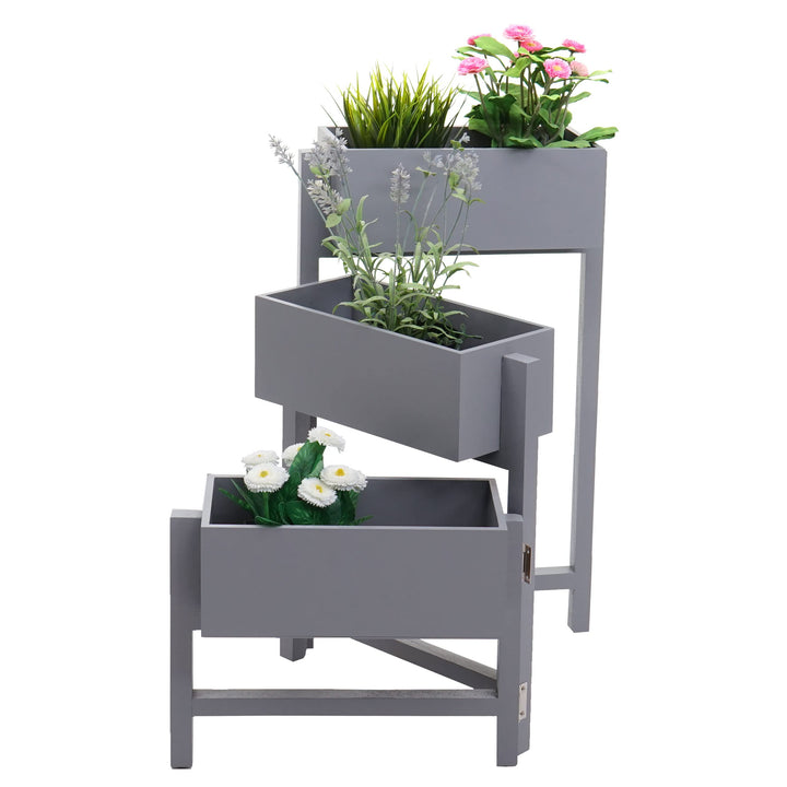 Mendler Pflanzregal T275, Standregal Blumenständer Pflanzkasten, 65x108x15cm, Holz Shabby-Look Vinta