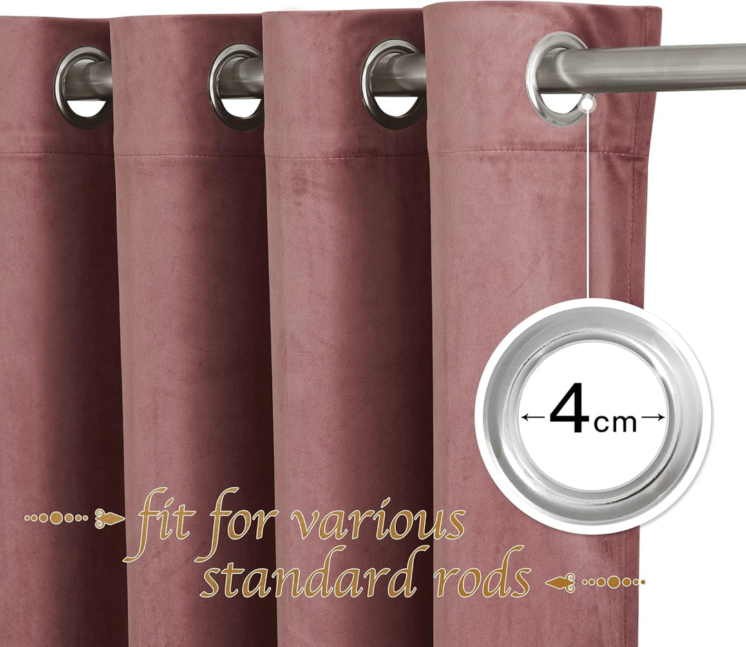 PONY DANCE Vorhänge Samt Altrosa Thermo Vorhang Kälteschutz Samtvorhang Rosa (Gewicht: 300g/m²) Blic