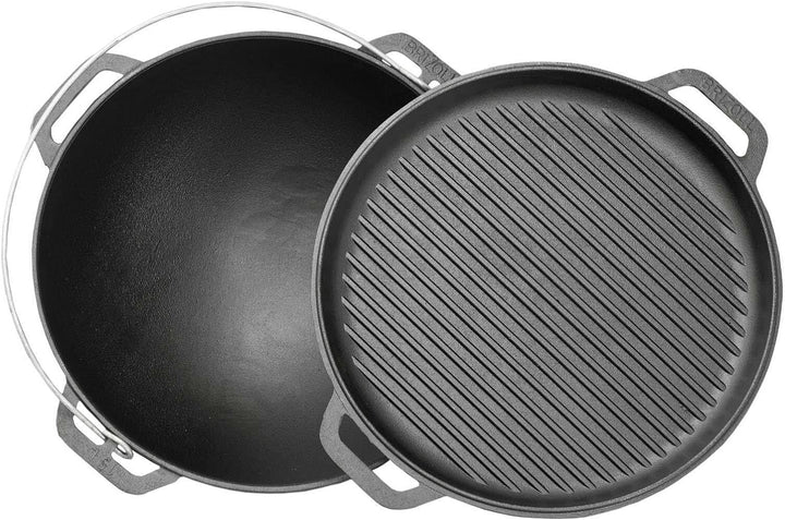 15L Kazan mit Ø40 Uchag Utschak Utschag 2mm stahl Kessel mit Deckel-Grillpfanne aus Gusseisen Kasan