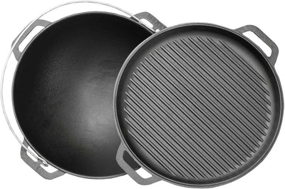 12L Kazan mit Ø40 Uchag Utschak Utschag 2mm stahl Kessel mit Deckel-Grillpfanne aus Gusseisen Kasan