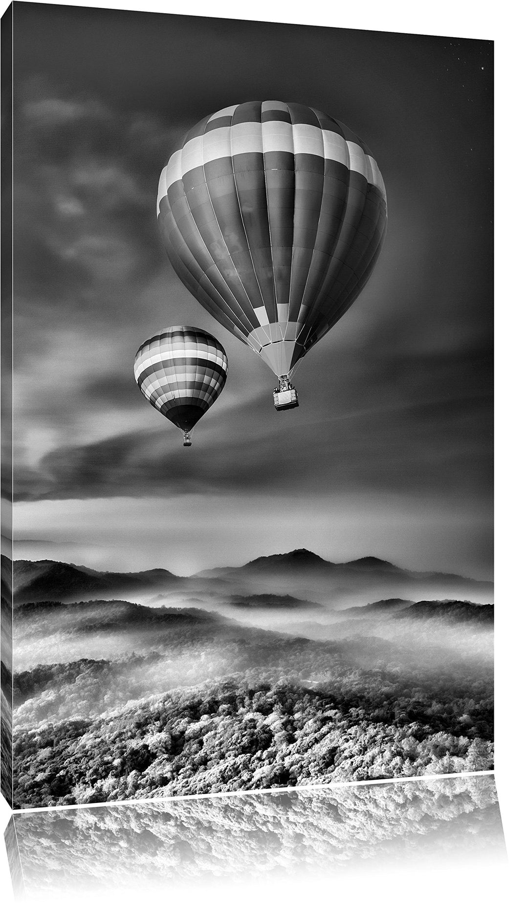 Pixxprint Heiss Luftballons Alpen / 100x70cm Leinwandbild bespannt auf Holzrahmen/Wandbild Kunstdruc