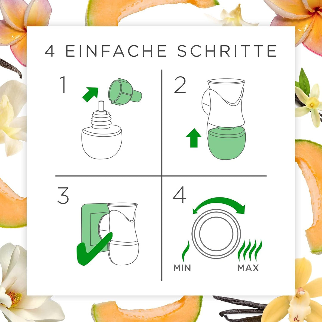 Air Wick Duftstecker – Starter Set mit 3x Nachfüller – Raumduft Sommervergnügen Flieder – 1x Gerät u