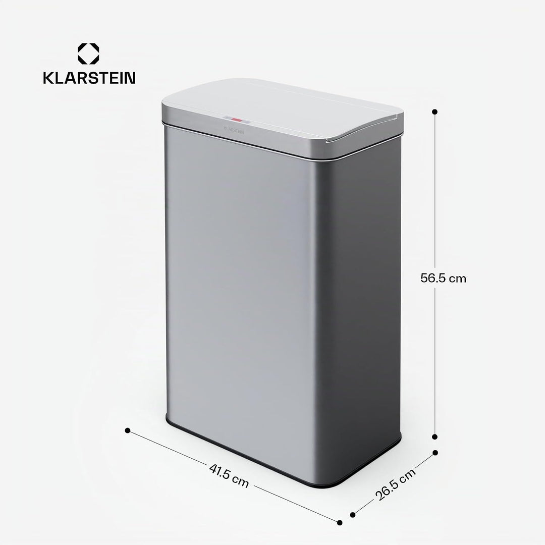 Klarstein Sensor-Mülleimer 50L - berührungslos &amp; hygienisch, Edelstahlgehäuse, Soft-Close-Deckel, id