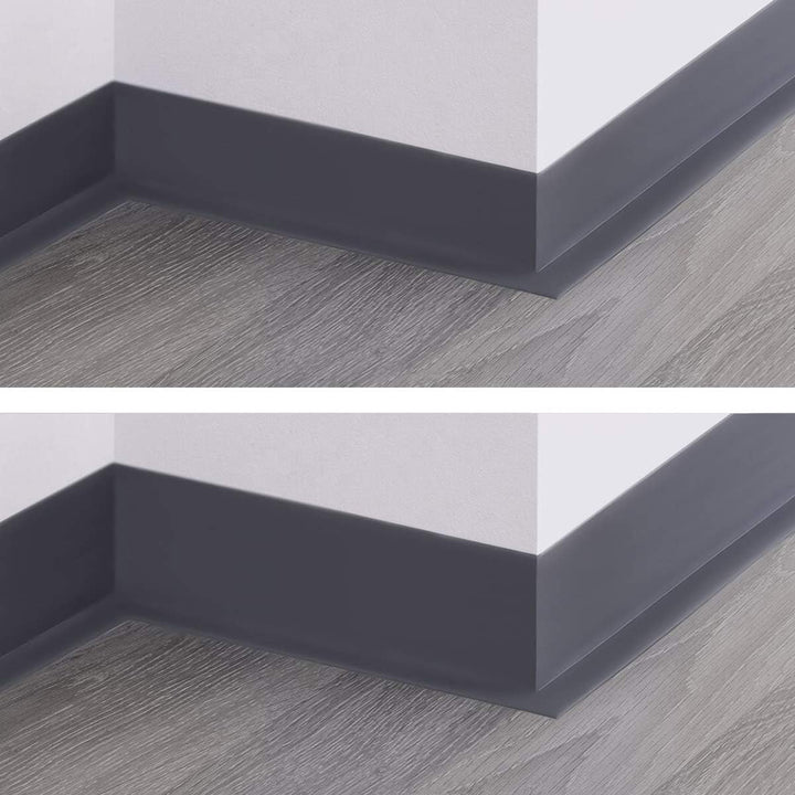 HOLZBRINK Weichsockelleiste Graphitgrau Knickleiste ohne Klebestreifen, Material: PVC, 70x20mm, 25 M