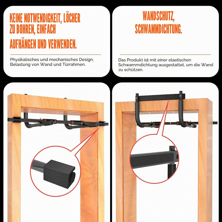 Klimmzugstange Türrahmen, Pull Up Bar Door Frame, bis 200kg Traglast, passend bis 85cm breite Tür, z