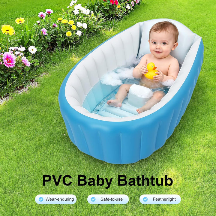 Aufblasbare Babybadewanne, Faltbare Rutschfeste Duschwanne für Kinder & Kleinkinder, Mini Luft Schwi