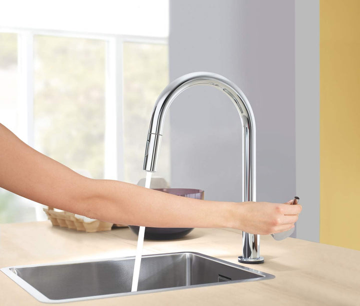 GROHE Minta Touch - Elektronische Einhand- Spültischarmatur (C- Auslauf, herausziehbare Duale- Spülb