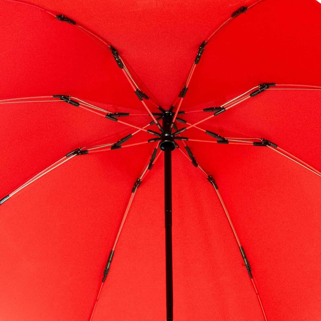iX-brella Reverse umgekehrt öffnender Fiberglas-Taschenschirm mit farbigen Speichen - rot, Rot