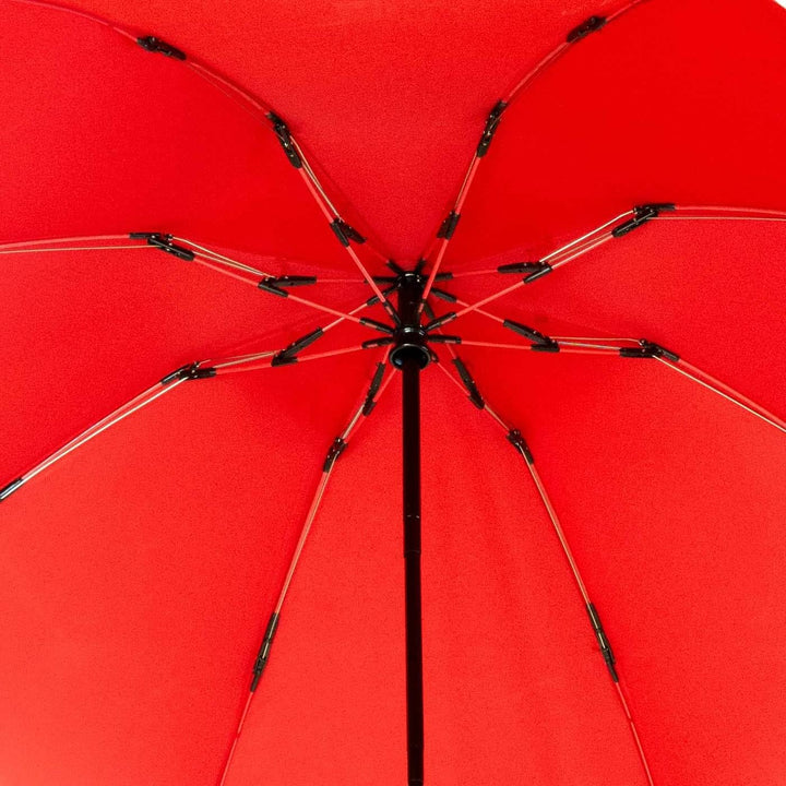 iX-brella Reverse umgekehrt öffnender Fiberglas-Taschenschirm mit farbigen Speichen - rot, Rot