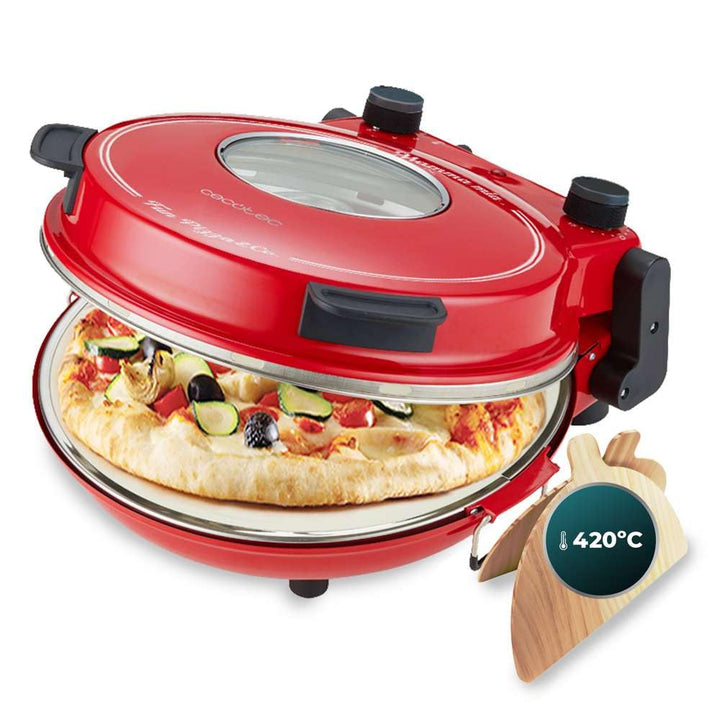 Cecotec - Electric Pizza Oven with Window Fun Pizza&Co Mamma Mia Vista, 1200 W, Diameter 30 cm, Maxi