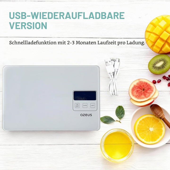 Lebensmittelwaage mit USB wiederaufladbar, digitale Küchenwaage mit 6 Einheiten, hohe Präzision auf