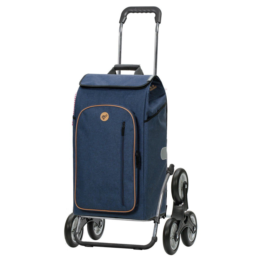 Andersen Einkaufstrolley Royal als Treppensteiger und 61 Liter Einkaufstasche Folke blau mit Kühlfac
