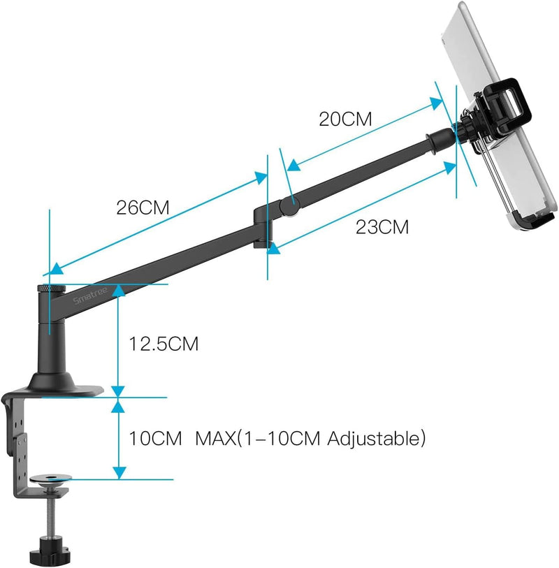 Smatree Tablet-Ständer und Handyhalter für Schreibtisch, Flexible 360 ° -Tablethalterung Kompatibe