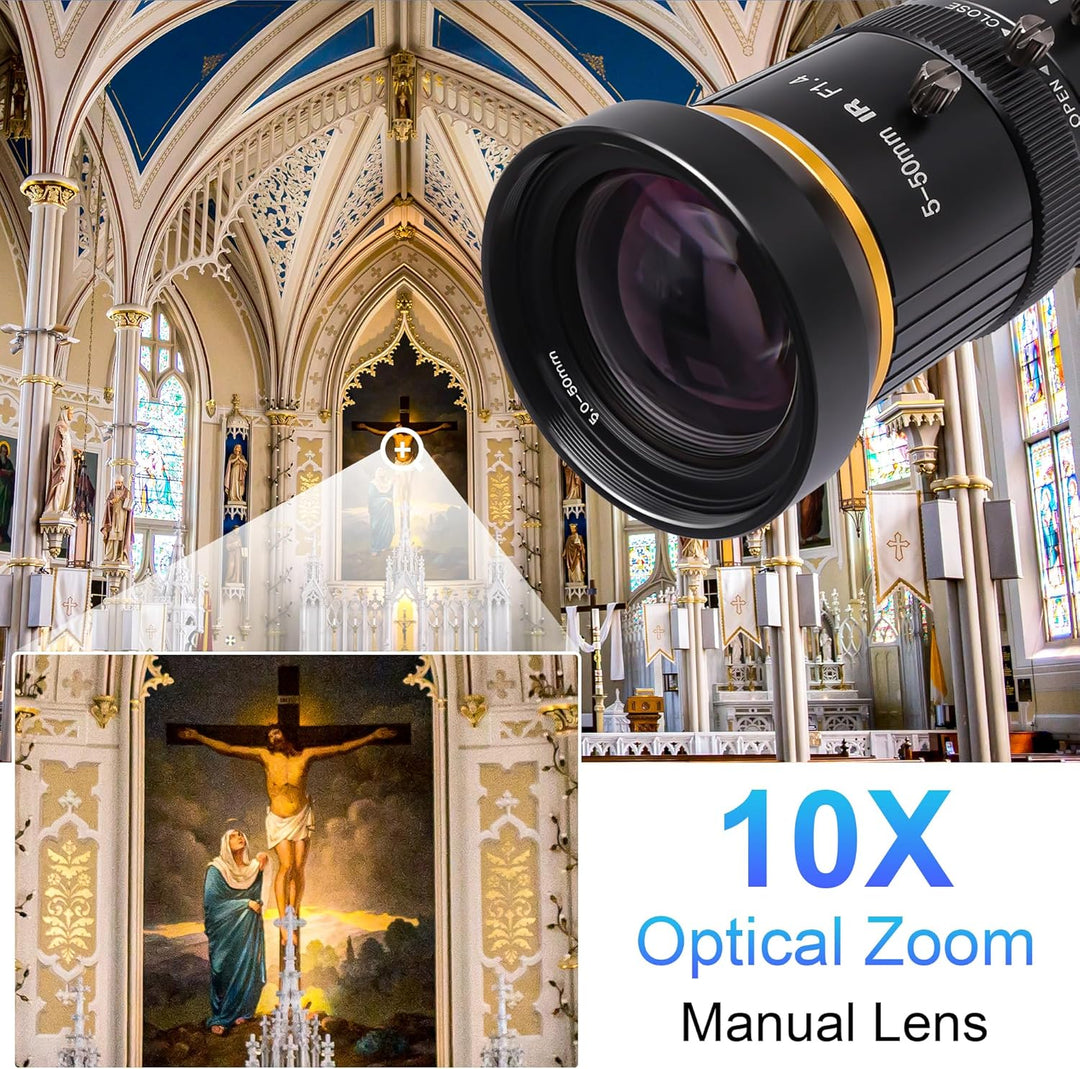 Svpro HDMI USB Kamera 4K Streaming Webcam mit 5-50mm Telephoto Zoom Manuelles Objektiv, USB Industri