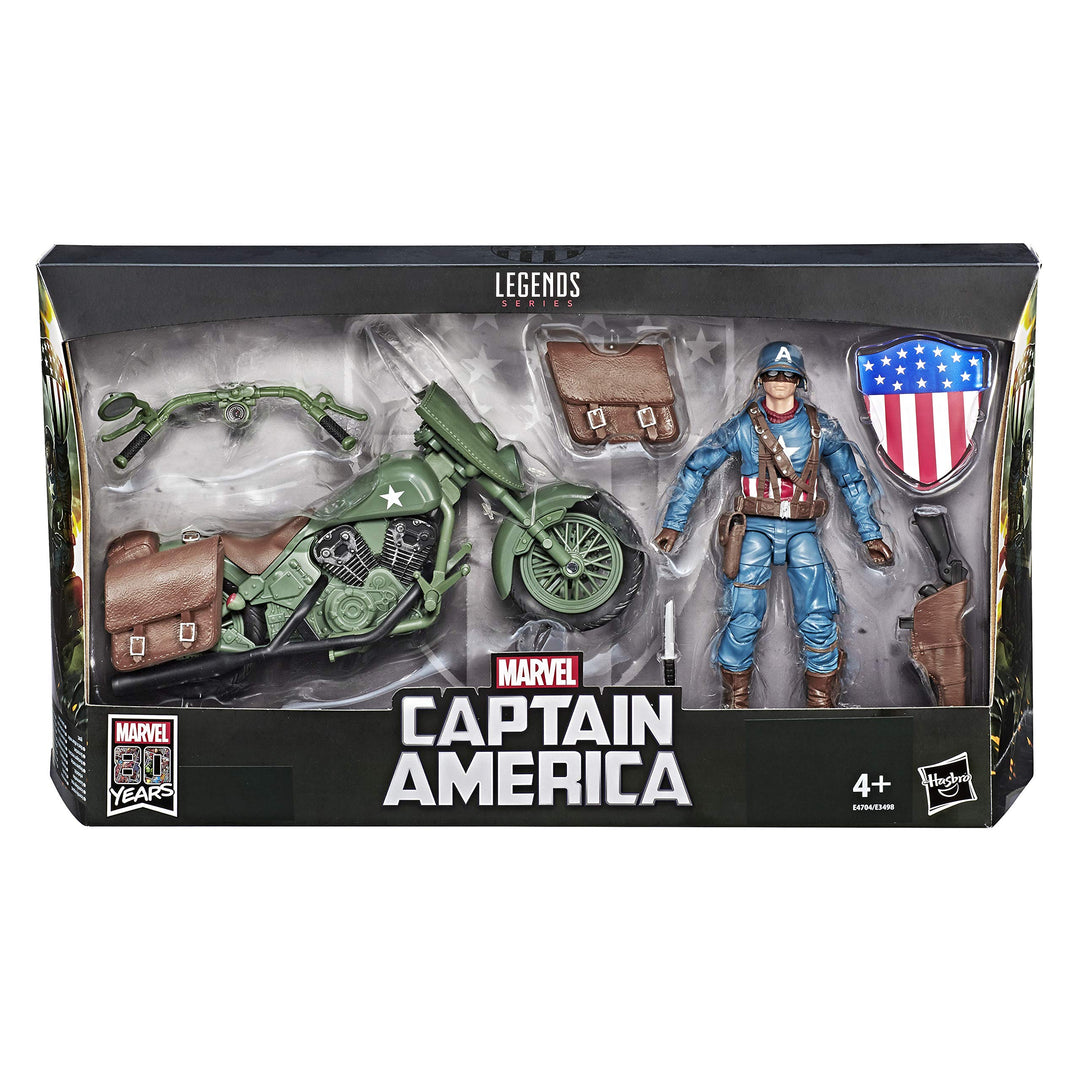 Hasbro Marvel Legends Series E4704CB0 Captain America mit Fahrzeug und Zubehör, Mehrfarbig