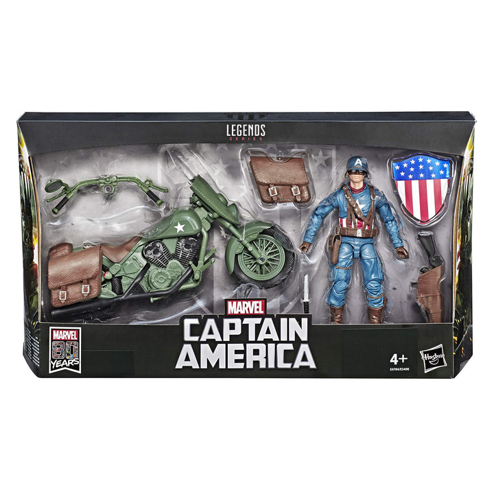 Hasbro Marvel Legends Series E4704CB0 Captain America mit Fahrzeug und Zubehör, Mehrfarbig