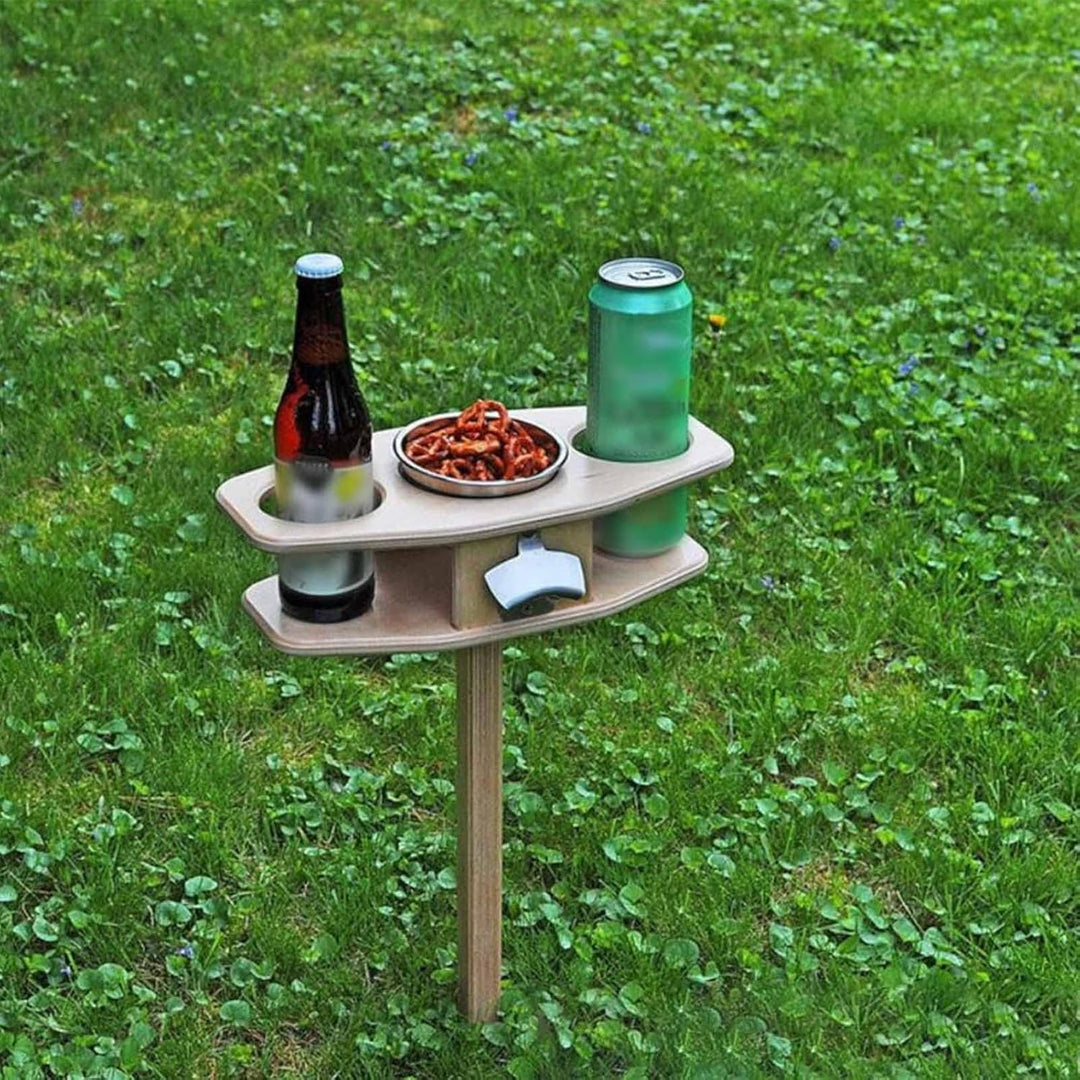 Outdoor Weintisch, tragbarer Wein Picknicktisch Weinhalter aus Holz für Camping Wandern Grillen