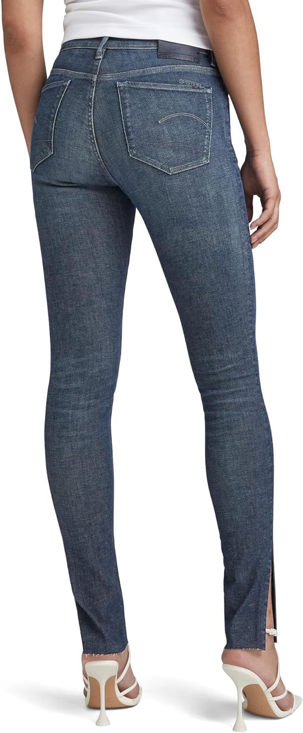 G-STAR RAW Damen 3301 Skinny Slit Jeans 27W / 30L Blau (Faded Blues D21404-d106-d135), 27W / 30L Bla