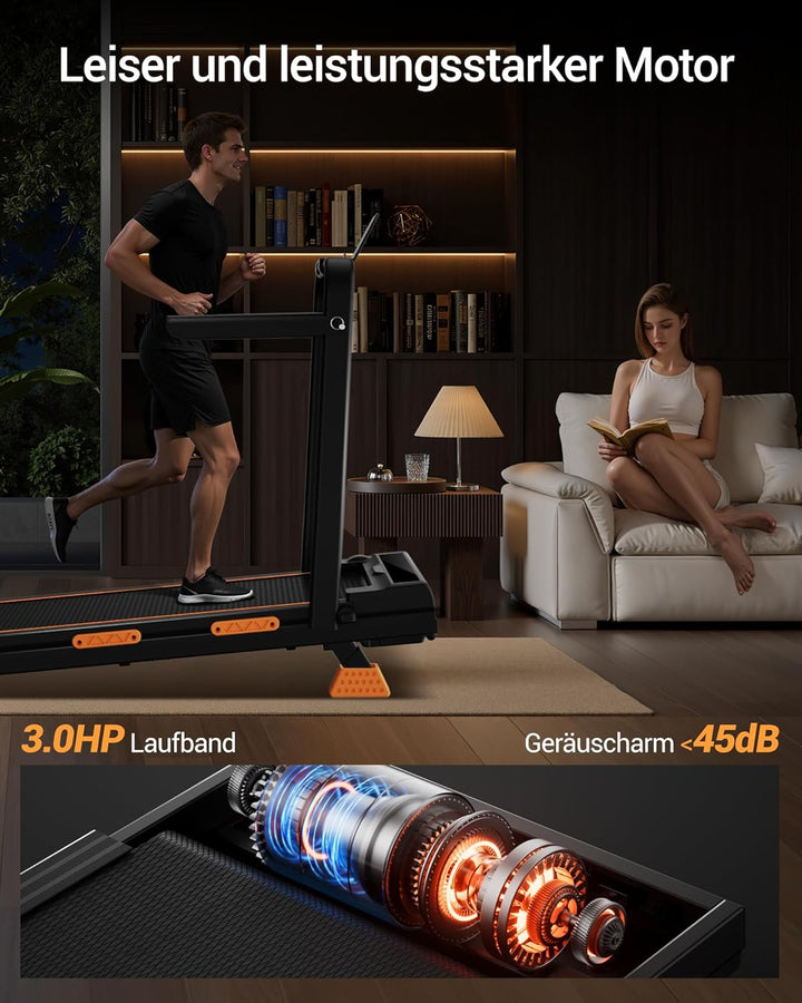 Walking Pad Klappbar mit Steigung 10KM/H, 16% Laufband für Zuhause Klappbar mit Steigung, LED Anzeig