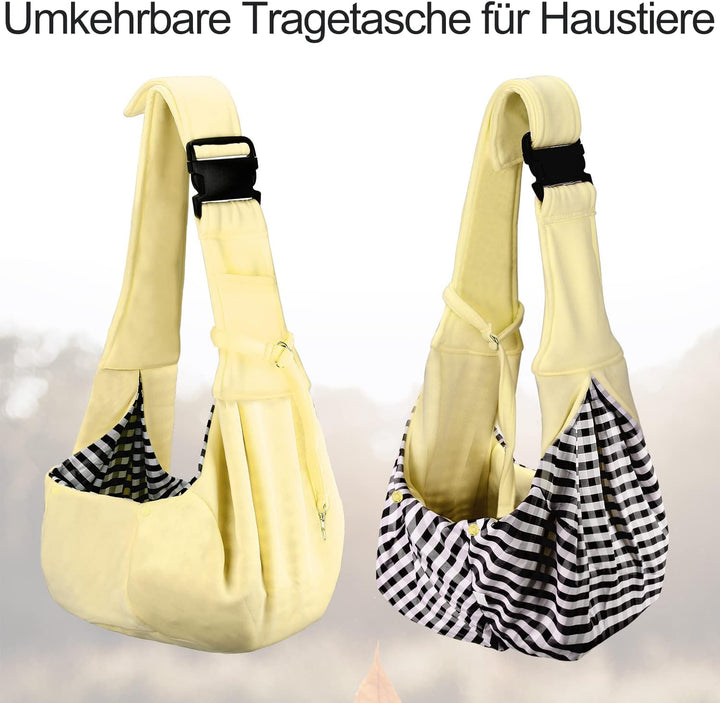 PetLoft Tragetuch Hund, Reversibel Kleine Hundetrage, Einstellbar Pet Tragetuch, Freisprecheinrichtu